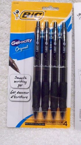 BIC Gel-ocity Gel Pens, Black,  Medium  0.7mm, 1-pack(4 pens)      31440   NEW