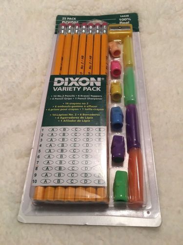 Dixon Variety Pack 14 Number 2 Pencils, 6 Eraser Toppers, 4 Pencil Grips,&amp; More