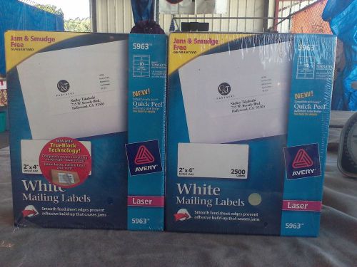 2 sealed boxes avery mailing lables 2x4 style 5963 5000 count