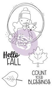 Prima Marketing Julie Nutting Mixed Media Cling Rubber Stamp-Hello Fall