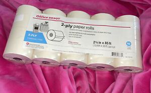 Office Depot® 2-Ply Paper Rolls,2 3/4&#034; x 85&#039; Canary White 10 Pak For Cash Regis