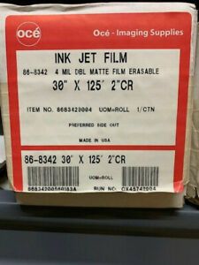 Oce #86-8342 30&#034; x 125&#039; 4 mil double matte erasable ink jet film on 2&#034; core