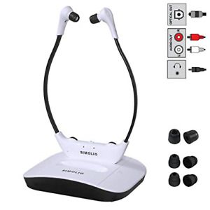 SIMOLIO 2.4G Digital Wireless TV Headsets with Spare Battery, TV Listening with