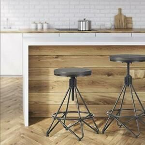 Hillsdale Furniture Industrial Backless Metal Adjustable Stool Gray