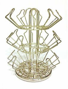 24 Tier Metal Spinning Chrome Carousel Tower 9.5 h x 8 w Used
