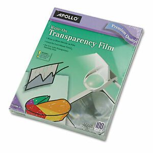 Apollo Write-on Transparency Film, Letter, Clear, 100/Box WO100CB VWO100C-BE-A