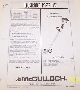 McCULLOCH MAC 328 GLE GAS LAWN EDGER OEM ILLUSTRATED PARTS LIST