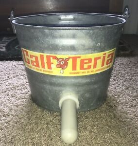 Calf Teria Galvanized Hanging Bucket With Suckling Valve &amp; Nipple Farmhouse