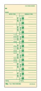TOPS Time Cards, Weekly, 1-Sided, Numbered Days, 3-1/2 x 9, Manila, Green P...