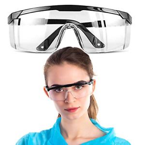 Safety Glasses, Safety Goggles, Adjustable Wide-Vision Protective Glasses, Clear