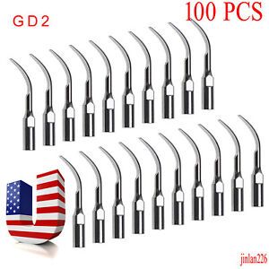 100PCS Dental Ultrasonic Piezo Scaler Scaling Tips GD2 Fit DTE SATELEC SANDENT e