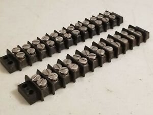 12 Position 20A Wire Screw Connector Terminal Blocks. Lot of 2. FREE SHIP