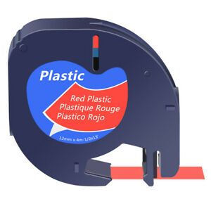 1PK Black on Red Plastic Label Tape Refills 1/2in for DYMO LetraTag QX50 91333