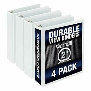 Samsill Durable 2 Inch Binder White Round Ring Binder Customizable Clear View...