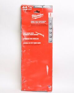 Milwaukee 44-7/8&#034;14 TPI Deep Cut Portable Bi-Metal Band Saw Blade-2 Pack