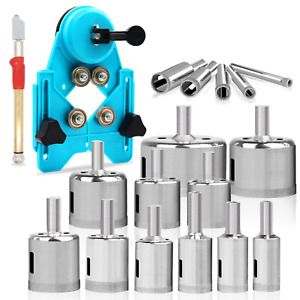 MERRIO 16pcs 6-50mm Diamond Hole Saw with Guidance Fixture and Glass Cutter To