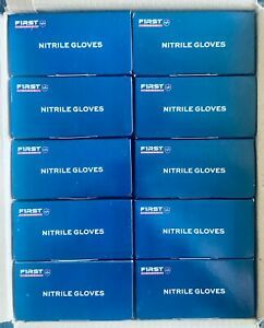Large First Glove Black Nitrile Exam Grade Powder-Free Gloves 1 Case/10 Boxes
