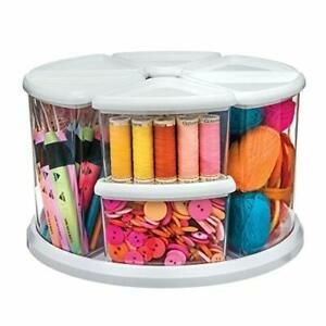 Rotating Carousel Craft Organizer, 9-Canister, Includes 3&#034; and 6&#034; White