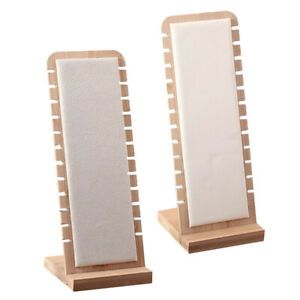 Exquisite Jewelry Display Stand Suede Leather Bamboo Necklace Organizer