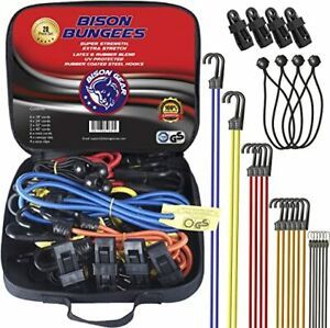 28PC Premium Bungee Cord Assortment Including Ball Bungees and Tarp Clips