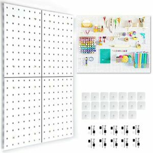 4 Pcs Metal Pegboard Wall Organizer Panels DIY Pegboard Display Wall Mount Pe...