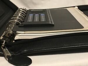 Genuine Leather Day-Timer Organizer Binder Zipped 7 Rings 10.5&#034; w/Calc &amp; Inserts