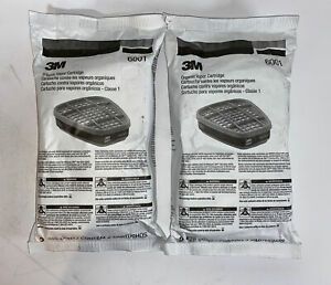 2- Packages 3M 6001,6000 Series Gas/Vapor Cartridges,Organic Vapor 1 Pair Pkg
