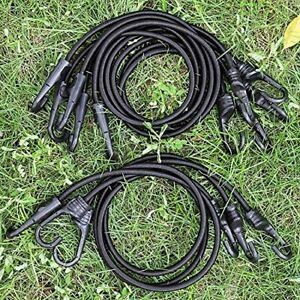 24 Inch Black Bungee Cords with Hooks Heavy Duty, 2 Pcs