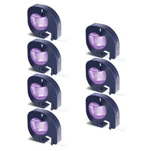 7PK Tape Label for DYMO Letra Tag Plus LT100H LT16952 Black on Clear Transparent