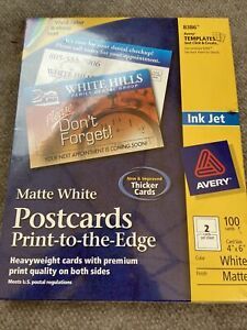Avery Ink Jet Postcard 8386  White Matte 100 Cards 4&#034; X 6&#034; New