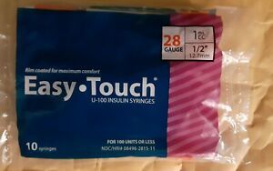 Easy Touch - 28g - 1ml/1cc  1/2” (12.7mm) 28g Long Tip Syringes (Lot/Bag of 10)