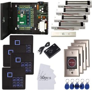 4 Doors Access Control Kit Infrared None Touch Exit Button Keypad Reader 600lbs