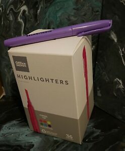 Office Depot Assorted Highlighters • CHISEL TIP • 36 COUNT!! NEW In Box