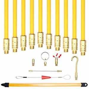 33&#039; Fiberglass Cable Wire Running Rod Coaxial Electrical Connectable Fish Tap...