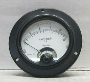 Weston Electrical Ammeter GlassGauge 0-15 Model 301 Vintage