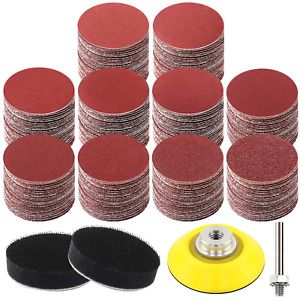 300pcs 2&#034; Sanding Discs Pad Kit for Drill Grinder Rotary Tools w/ Backer Plate