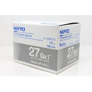 Nipro Hypodermic 27G X 1&#034; (0.4 x 25 mm) Thin Wall