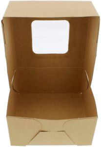 SpecialT Easy Popup Brown Bakery Boxes with Window 3 Inch Tall 6x6 Inch Cake -