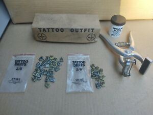 Stone Small Animal Tattoo Kit 3/8&#034;  Numbers 0-9 + 26 alphabet... Complete nice