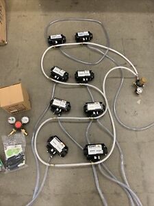 SET OF 8 Flojet Syrup Pumps w/ Hoses &amp; Gauges