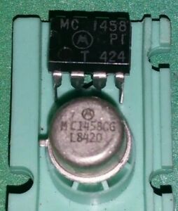 2x MC1458CG DUAL OPERATIONAL AMPLIFIER  LM1458 NEW 1xDip 1x DIL Motorola