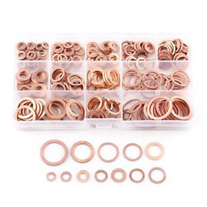 280pcs Flat Ring Washer Assortment Copper Plain Washers Kit 12 Sizes 1 Box