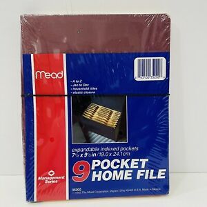 Vtg Mead Expandables 9 Pocket Home Filer Brown Box Home Office School No. 35200