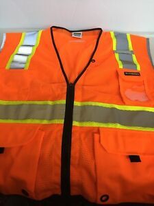 KwikSafety Class 2 Level 2 Reflective Safety Vest Hi-Vis Orange Size 4XL