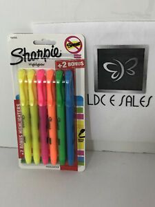 Sharpie Highlighter 6 Pack Narrow Chisel Tip Smear Guard Quick Drying Odorless