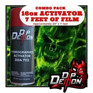 16oz hydrographic film / activator Green Flaming Skulls hydro dip dipping wizard