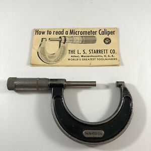VINTAGE STARRETT NO. 436 1-2&#034; OUTSIDE MICROMETER With MANUAL XY6
