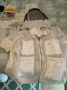Bee Keepers Suit XL with Gloves Smoker and Keeping Honey Bees Book Used