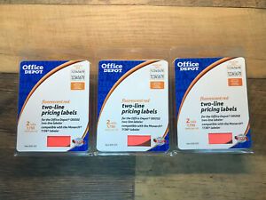 Lot of 3x Office Depot 609-225 2-Line Pricing Label for Monarch 1336 OD202 Red