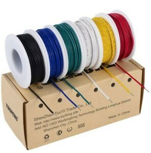 TUOFENG 20awg Solid Electronics 6 Spool Wire Kit~ Colored Wire~22 Gauge Jumper